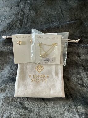 NWT Kendra Scott Arden Triple Strand Necklace and Matching Stud Earrings